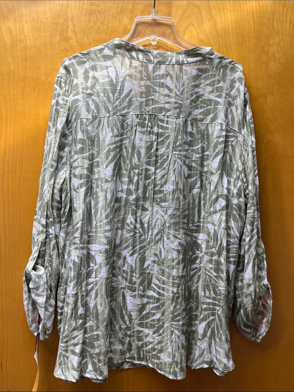 Ruby Rd. Olive Leaf Print Button-Front Blouse - Picture 4 of 5